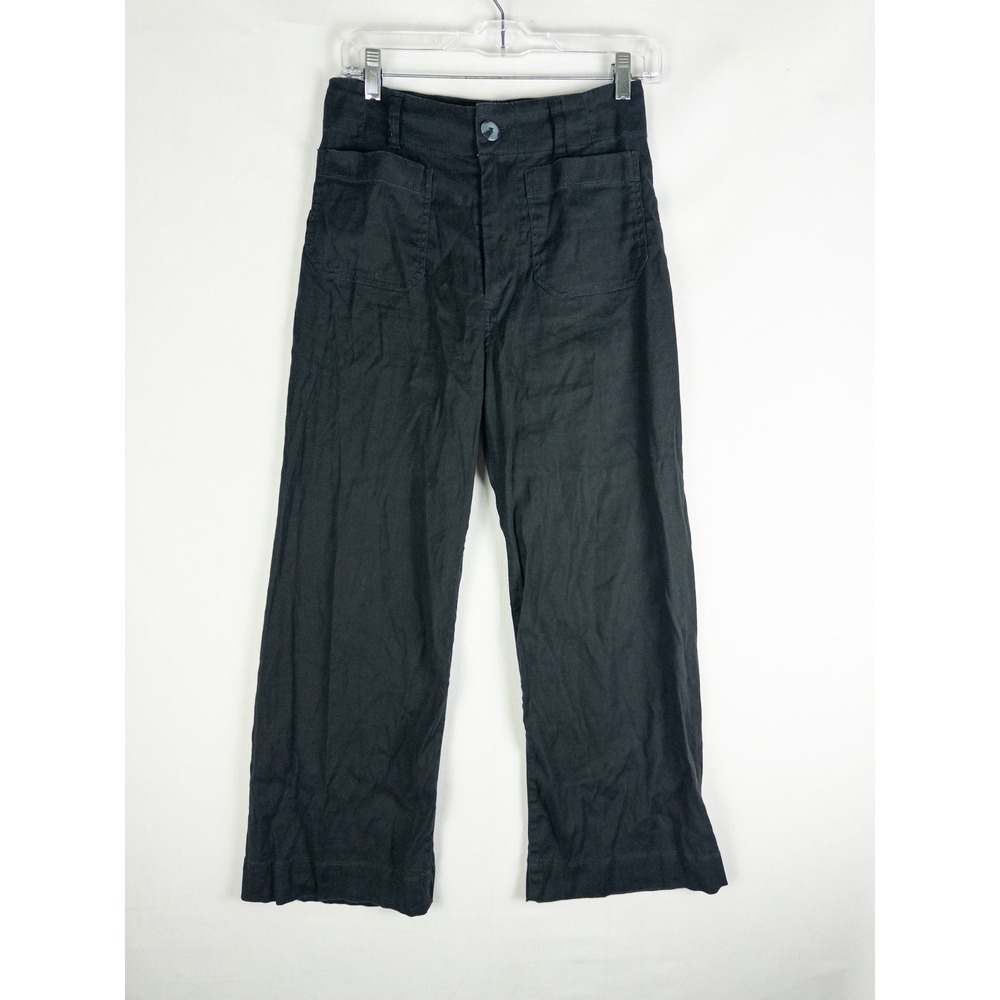 Maeve Anthropologie Colette Wide Leg Linen Pants Womens 27 Black Boho Minimalist